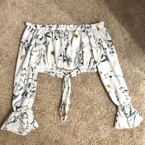 Shein White Floral Blouse